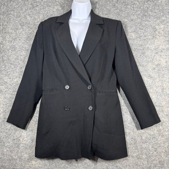 Halogen Women's Black Double Breasted Office Siren Button Blazer Size Small - Picture 2 of 16